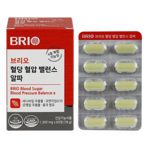 브리오 혈당 혈압 밸런스 알파 60정(2개월분) 바나바잎 은행잎 추출물 홍국 코큐텐 코엔자임큐텐 코엔자임Q10 영양제