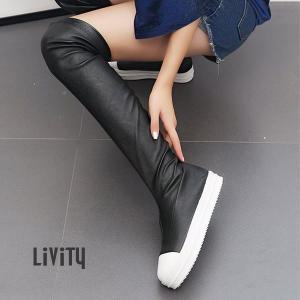 LIVITY 3cm굽 스판 플랫롱부츠 셔링부츠 앵글부츠 단화 워커 LT5188