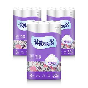 잘풀리는집 롤 화장지 감동 3겹 25M 30R X 3팩(90롤)