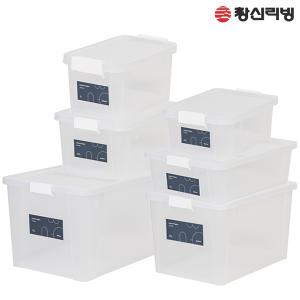 심플 스텝 리빙박스 6L 9.5L 19.5L 25L 45L 75L 네오박스 투명 수납 다용도 정리함 수납함