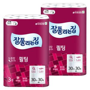 잘풀리는집 더도톰한 퀼팅 3겹 30m 30롤 2팩