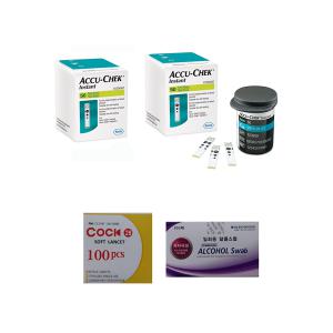 아큐첵 Accu-Chek 인스턴트 Instant 혈당시험지 패키지(시험지100매+호환침100개+알콜솜100매)-26년 04월