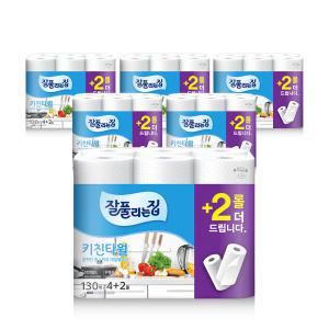 잘풀리는집 키친타월, 130매, 4+2롤, 6개