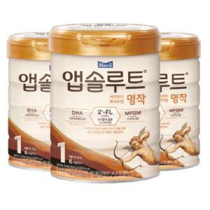 [매일유업] 리뉴얼 앱솔루트 명작 2FL 분유 1단계, 800g 3개, 0~6개월