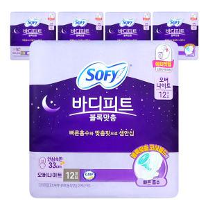 쏘피 바디피트 볼록맞춤 안심숙면 330 오버나이트 소피 생리대 33cm SOFY 60개입