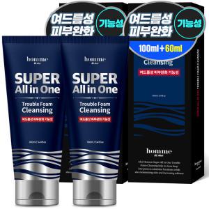 아케이 옴므 슈퍼올인원 여드름완화 트러블 폼클렌징, 2개, 160ml