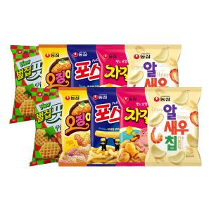 농심 자갈치, 90g, 2개 + 오징어집, 78g, 2개 + 알새우, 68g, 2개 + 포스틱, 84g, 2개 + 벌집핏자, 90g, 2개