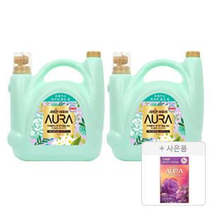 아우라 섬유유연제 5.5L 스모키머스크, 2개 + 증정 ( 아우라 생화캡슐 자스민로즈,  680ml, 1개 )