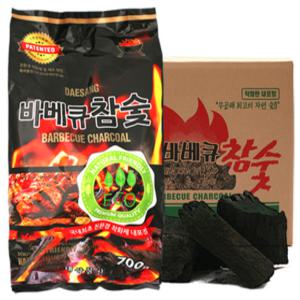 바베큐 참숯 700g 1박스(20EA/착화제 중량 포함) 숯 차콜 구이용숯 캠핑숯 바베큐용숯 바베큐용 봉지숯