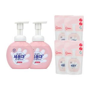 세균아꼼짝마 버블 핸드워시 용기 파우더, 250ml, 2개 + 리필, 200ml, 4개