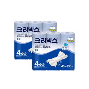 크리넥스 빨아쓰는 위생행주 블루 45매 3롤 2개