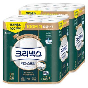 크리넥스 데코앤소프트 3겹 30+4m 24롤 2팩 (너비102mm)