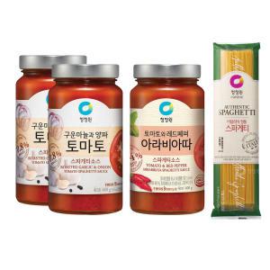 청정원 파스타소스, 토마토, 600g, 2개, + 아라비아따, 600g, 1개 + 스파게티면, 500g, 1개