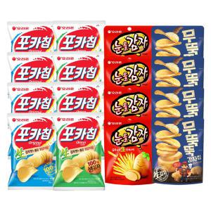 감자덕후 세트 (포카칩 오리지널, 66g, 4개 + 어니언, 66g, 4개+눈을감자, 56g, 4개 + 무뚝뚝감자칩, 60g, 4개)