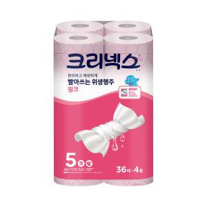 크리넥스 빨아쓰는 위생행주 핑크 36매, 4롤, 1개