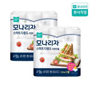 모나리자 스마트 다용도 키친타월 250매*12롤 2팩