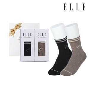 [롯데백화점]엘르(양말) ELLE 여성 일반목 로고 2족양말 선물세트 EE13061S2