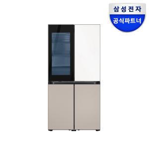 삼성전자 비스포크 4도어 RF80DB9342H6 새틴화이트+새틴베이지 오토오픈 투명도어