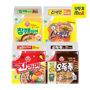 오뚜기 봉지라면 4종 세트(스낵면+진라면매운맛+참깨라면+오동통면)