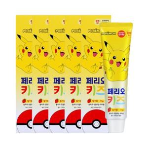 페리오 키즈 포켓몬 피카츄 딸기향 75g×5개 달지않은 과일향 어린이 치약 불소 1000p