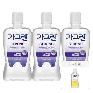 가그린 스트롱, 750ml, 3개 + 증정 (유자민트, 100ml, 1개 )