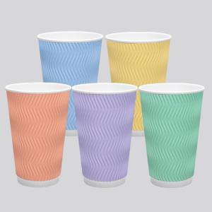 실속형 3중 단열 종이컵 웨이브 파스텔 혼합5종 16oz 500개