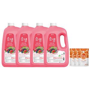 순샘 주방세제 대용량 베리, 3L, 4개 + 증정 (구연산 자몽 주방세제, 200ML, 3개)