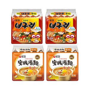 농심 얼큰한너구리, 120g, 5입, 2개 + 안성탕면 125g, 5입, 2개