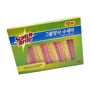 3M 그물망수세미 이유식 스크레치프리 망사 헹굼 10개 거품잘나는 스카치브라이트 국산 만능 메쉬 무흠집