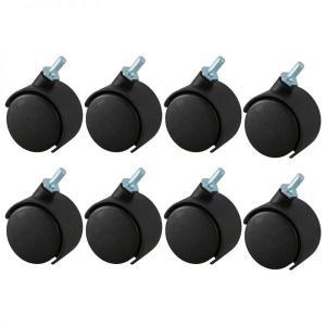 의자바퀴 8Pcs 6Mm 스레드 줄기 40Mm 듀얼 휠 회전 캐스터 블랙