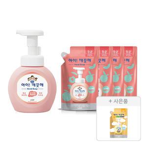 아이깨끗해 핸드워시 용기 복숭아, 250ml, 1개 + 리필, 200ml, 4개 + 증정 (핸드워시 순, 100ml, 1개)