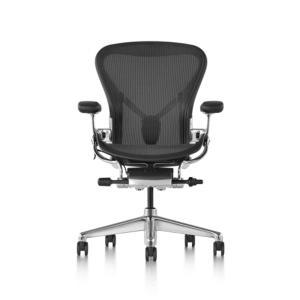 [해외직구] Herman Miller 허먼밀러 뉴 에어론 CD체어 B Size 그라파이트 PU 암패드 (헤드레스트+플로어휠)