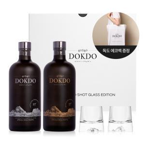 케이알컴퍼니 40240 독도 샷 글라스 에디션 27도 37도 500ml 2본 독도잔2개 에코백1개 증류식소주 선물세트