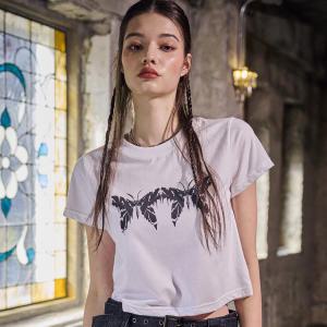 Melting Butterfly CROP TEE white