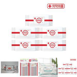 (의약외품)메디와이퍼 손소독티슈 80매 캡형 5개/소독티슈/세정살균/물/손물