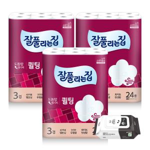 잘풀리는집 더 도톰한 3겹 퀼팅 화장지 30m 24롤 3팩 (72롤)