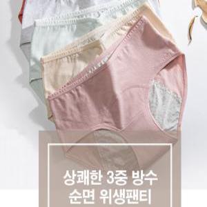 여성 순면 100프로 생리팬티 위생 햄 요실금 3중 방수 팬티 3장