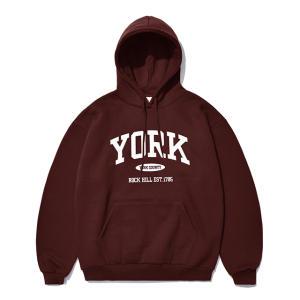 [기모] York Logo Hoodie Burgundy