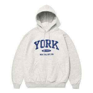 [기모] York Logo Hoodie Melange Gray