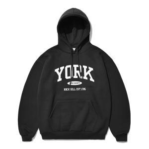 [기모] York Logo Hoodie Black