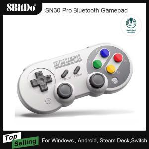 AKNES 8BitDo SF30 프로 SN30 프로 무선 블루투스 게임 패드 컨트롤러 조이스틱, 윈도우, 안드로이드, macOS, 닌텐도 스위치, 스팀용