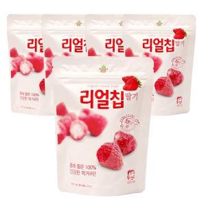 [얌얌노리]리얼칩 딸기 13g x 5개  자연의 맛을 그대로, 바삭한 딸기칩