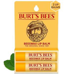 Burt's Bees 모이스처라이징 천연 립밤 2개 오리지널 비즈왁스 비타민 E 페퍼민트 오일