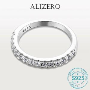 ALIZERO 여성용 D 컬러 모이사나이트 반지, GRA 925 스털링 실버 도금, 18k 화이트 골드 결혼 파인 주얼리,