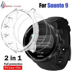 Suunto 9 스마트 워치용 보호 케이스 및 강화 유리 필름, 소프트 TPU 커버 쉘, 전체 화면 2 + 1