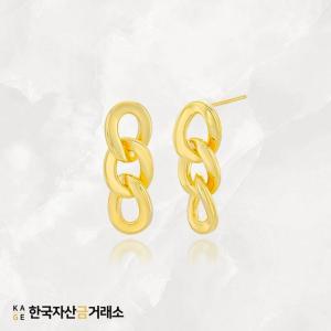 한국자산금거래소 24K 0.9g 트리플 링크 체인 귀걸이