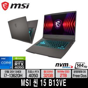 MSI 씬 15 B13VE/ i7-13620H_RTX4050 (램 32GB/SSD 2TB)+정품 백팩/마우스+미니마사지기