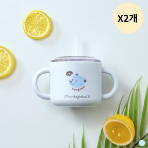 도노도노 유아 아기 이유식 실리콘 빨대컵 블루 X2개