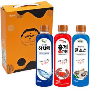 명절선물세트 홈히어로 스페셜1호 (참치액 +홍게간장 +굴소스), 각각 500ml