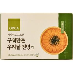 ORGA 구워만든 우리쌀 전병 김 144g (144g) 풀무원 캠핑간식 학생 홈캉스 어린이간식 직장인간식 완내스 모